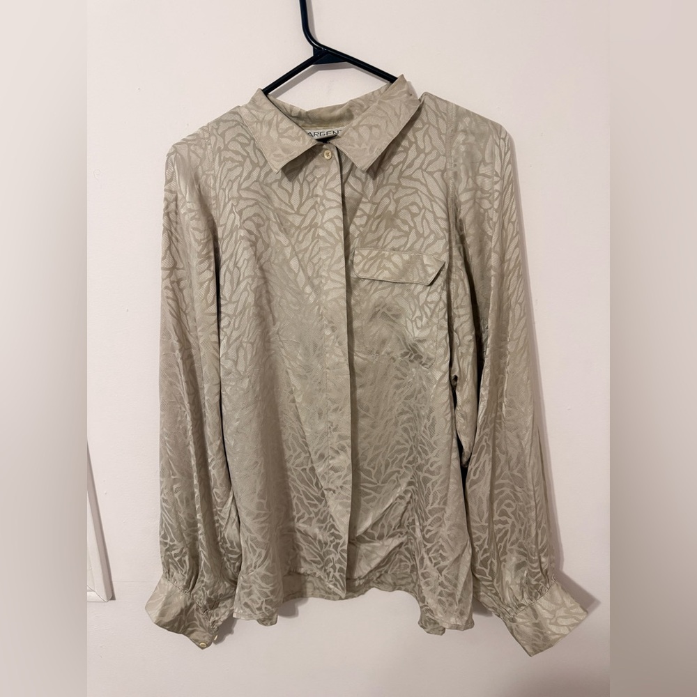 Beige Button-Up Blouse